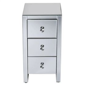 Mirrored Glass Bedside Table With Three Drawers Size S
