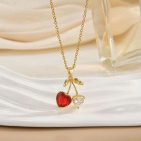 Women's Cherry Necklace Does Not Fade High-end Pendant Versatile Clavicle Chain