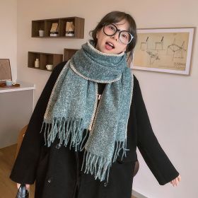 Skin-friendly Artificial Cashmere Scarf Soft Warm Fringe Bib (Option: Ice Lake Blue)