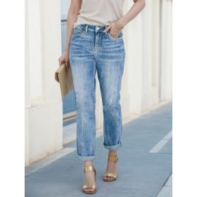 Womenâ€™s Denim Pants, Tight Jeans, Built In Zipper Closure, Foldable Legs (Option: S)