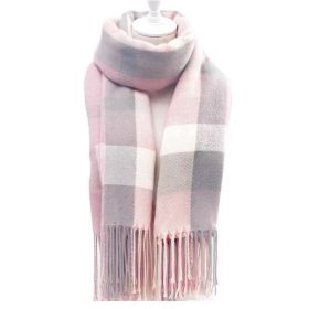 Couple Winter Scarf - Thick Warm Polyester Tassel Shawl Wrap, 180x70cm Unisex Scarves For Women & Men, Christmas Thanksgiving Gift (Option: Pink-1pcs)