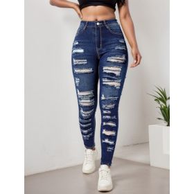 Womenâ€™s Ripped Tight Cropped Pants, New High Stretch Jeans, Fashionable And Versatile Street Style, Slim Fit Design, Womenâ€™s Jeans And Clothing (Option: S)