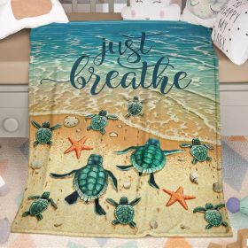 Sea Turtle Flannal Throw Blanket For Teens Boys Men Many Sea Turtle Pattern Blanket Soft Flannal Throw Blanket 50x60 Inches For Couch Bed And Sofa (Option: 75X100cm-blue)