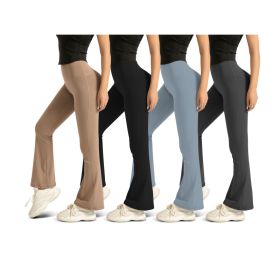 High-waist Lifting Yoga Flared Pants, Nude Sensation Fitness Breathable Sports Leggings (Option: Multicolored-4pcs-S)