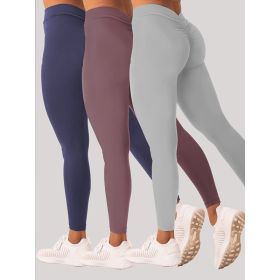 3 Pack Women's Yoga Leggings With High Waistband, Moisture-Wicking, And Stretchy, Perfect For Outdoor Activities And Fitness (Option: 3PACK3-S)