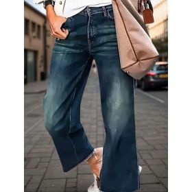 Womenâ€™s Denim Pants, Wide Leg Jeans, With Built-in Zipper Closure (Option: S)