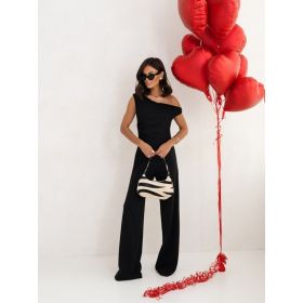 Sexy Jumpsuits For Women Falling Straps Business Rompers Elegant Straight Long Pants Rompers Fastened With A Zipper On The Side. (Option: Black-S)
