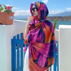 Ethnic Style Sun Protection Talma Tibet Desert Travel Thin Holiday Silk Scarf (Option: 332color-180X90cm)
