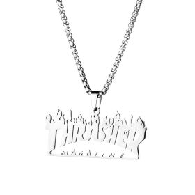 All-match Letter Hip-hop Necklace Trendy Street Pendant Accessories Pendant (Option: White)