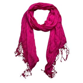 2pcs Electric Vibrant P Ink Crinkle Texture Scarf ,Eye Catching With Denim,vacation,daily Life,evening Party,Office Appropriate Subtlety For Women Men (Option: 1pcs)