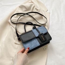 Popular Fashion Stitching Texture Portable Shoulder Messenger Bag (Option: Black)