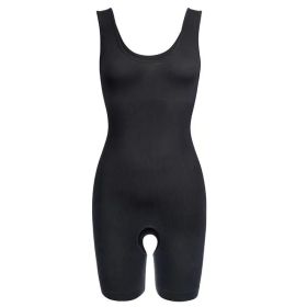 Plus Size Sleeveless Camisole Shapewear Bodysuit, Tummy Control Butt Lifting Breast Support Open Crotch Seamless Sculpting Body Shaper For Women (Option: Black-S)