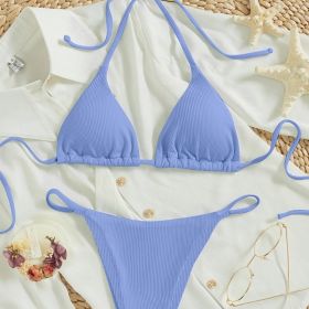 Factory Wholesale Women's Sexy Small Rib Bikini Tie Bikini Set Two Piece Swimsuit Beach Wear (Option: Style6-M)