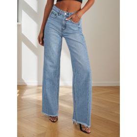 New Women's Jeans, Wide Leg Denim Pants, Suitable For All Seasons (Option: S)