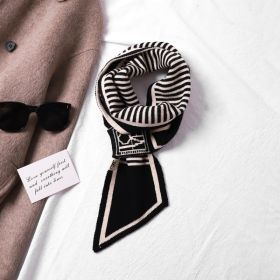 Neck Protection Houndstooth Narrow Scarf Small Long Knitted Small Scarf (Option: ZC2309 Black-12X125cm)