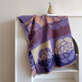 Dual-use Warm Scarf Women's Winter Cloak (Option: Purple-190x65cm)