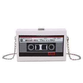 Women's Bag Creative Tape Chain Crossbody Box Bag (Option: White)