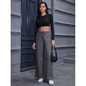 Women's Fashionable Wide Leg Pants (Option: Black-L)