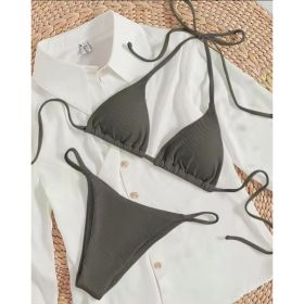 Factory Wholesale Women's Sexy Small Rib Bikini Tie Bikini Set Two Piece Swimsuit Beach Wear (Option: Style7-M)