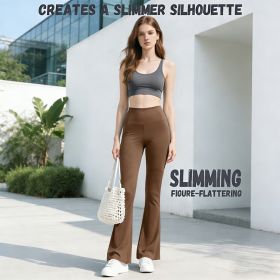Yoga Pants Without Pockets For Women To Lift The Buttocks, Shape The Body And Tuck In The Abdomen (Option: Coffee color XXL)