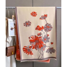 Double-sided Winter Thicken Thermal Scarf Temperament Shawl Outer Match (Option: Beige Gray Orange-65X185cm)