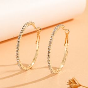1 Pair European And American Zircon Inlaid Princess Style Large Earrings For Women, Worn At Daily Parties, Wedding Jewelry, Birthday Gifts (Option: Gold White)