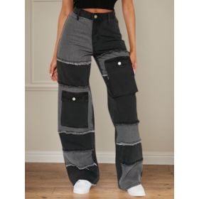 Large-size Women's Autumn New Style European And American High-quality Straight-cut High-waisted Wholesale Jeans For Women (Option: S)