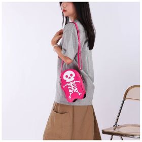 Halloween Skull Shoulder Bag Y2K Fashion Funny Cute Messenger Crossbody Bags Women Small Phone Bag (Option: Rose Pink)