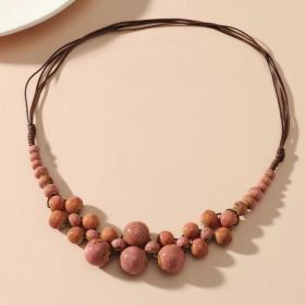 Women's Niche Design Fashion Ethnic Style Beaded Colorful Necklace (Option: Women-Pink)