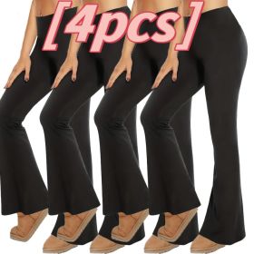 4pcs Butt-Lifting Flare Yoga Pants High Waist, Ultra Stretch, Naked Feel Leggings For Women (Option: Black-4pcs-S)