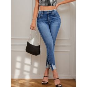 Sexy And Fashionable Women's Ripped Tight Jeans, With Raised Hips, High Waist And Slim Fit, Suitable For All Seasons, Easy To Match (Option: S)