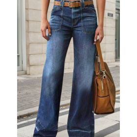 New Womenâ€™s Wide Leg Jeans, Autumn And Winter Outfits, Straight Leg Jeans, Mid Rise Jeans (Option: S)