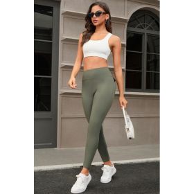 New Yoga Stretch Sports Pants For Women, Peach Hip Lifting Running Speed Dry Pocket Bottom Tight Pants (Option: Army Green-M)