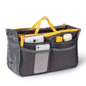 Women Lady Travel Insert Handbag Organizer Makeup Bags Toiletry Purse Liner With Hand Strap (Option: Grey)