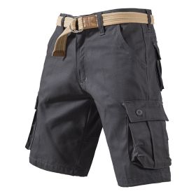 Five-point Shorts Men's Thin Summer Capris Loose Casual Pants Tooling Cotton Sports Pants (Option: 002Dark Grey-34)