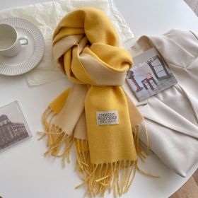 Double-sided Artificial Cashmere Scarf Women's Winter Warm Couple (Option: Yellow-68X200cm)