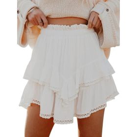 Casual Bohemian Pleated Layered Skirt (Option: HOT White-M)
