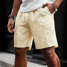 Striped Lace-up Sweatpants Minimalist Cropped Shorts (Option: XL-Yellow)