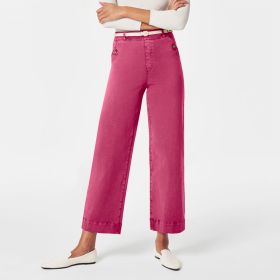 Women's Straight-leg Wide-leg Cropped Jeans (Option: Rose red-L)